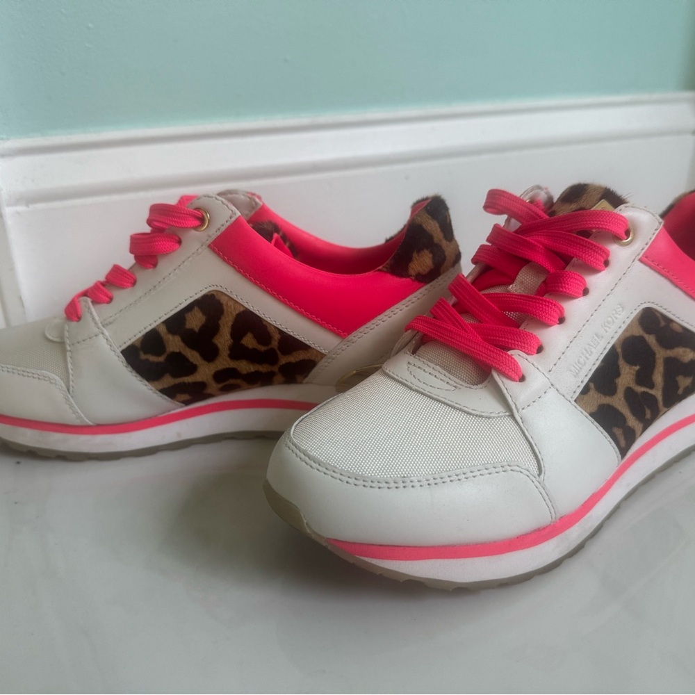 Michael Kors Cream and Pink Athletic Shoes